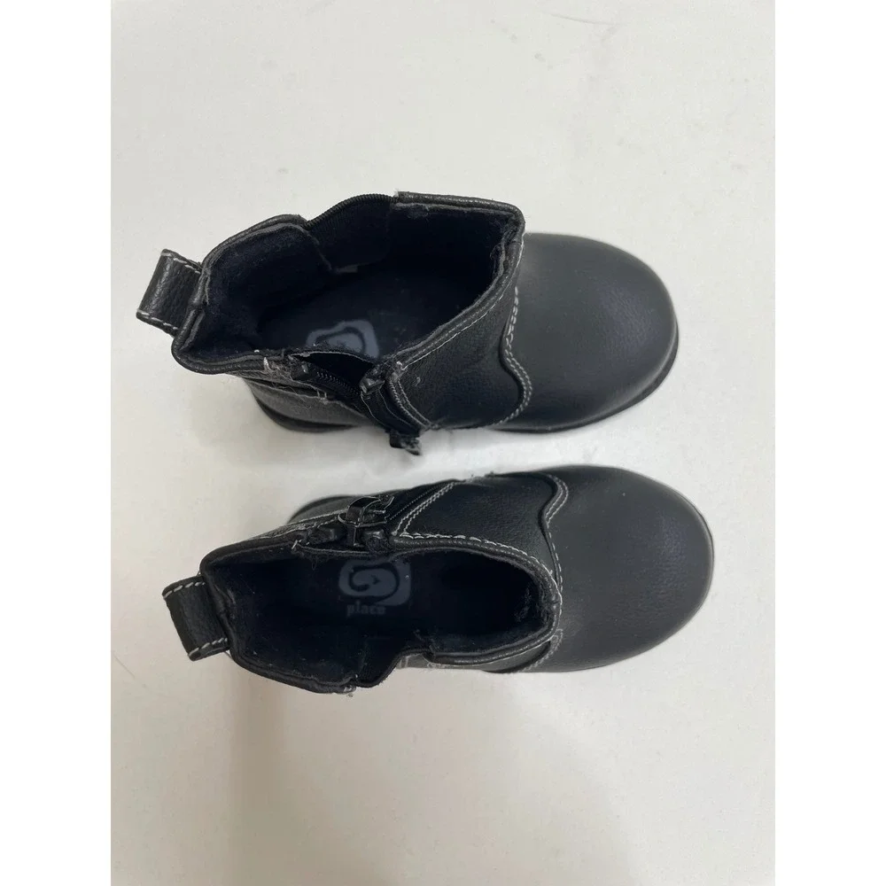 The Children's Place Toddler Boy‎ 4 Black Chelsea Ankle Boots Side Zip Closure